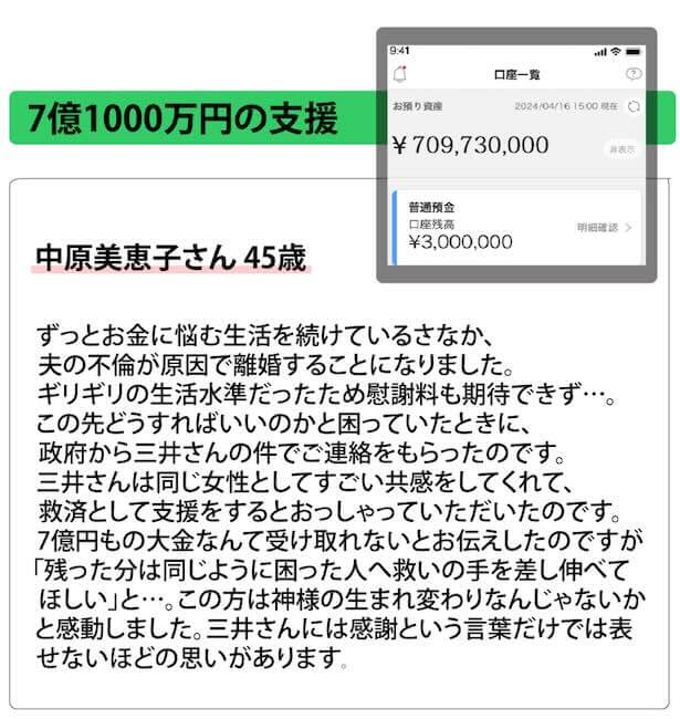 三井真理子の8億円贈呈は詐欺か調査