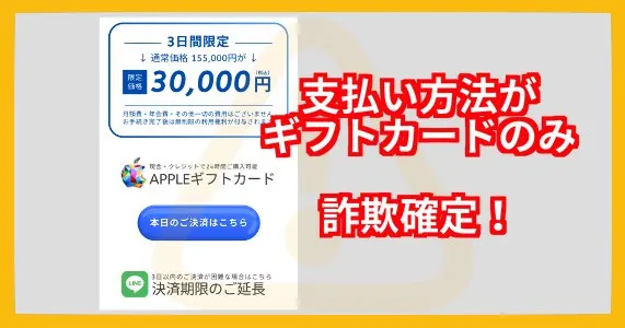 30PROの支払い方法はギフトカードのみなので詐欺確定！